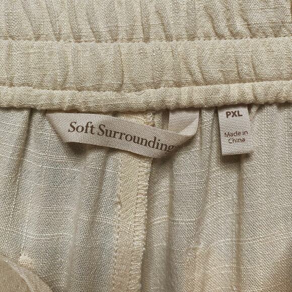 SOFT SURROUNDINGS Wide Leg Linen Blend Pants Sz XLP Cream Boho Summer Beachy - Picture 3 of 9